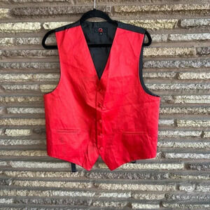 Brand Q Men’s Red 100% Silk Formal Vest Size Small